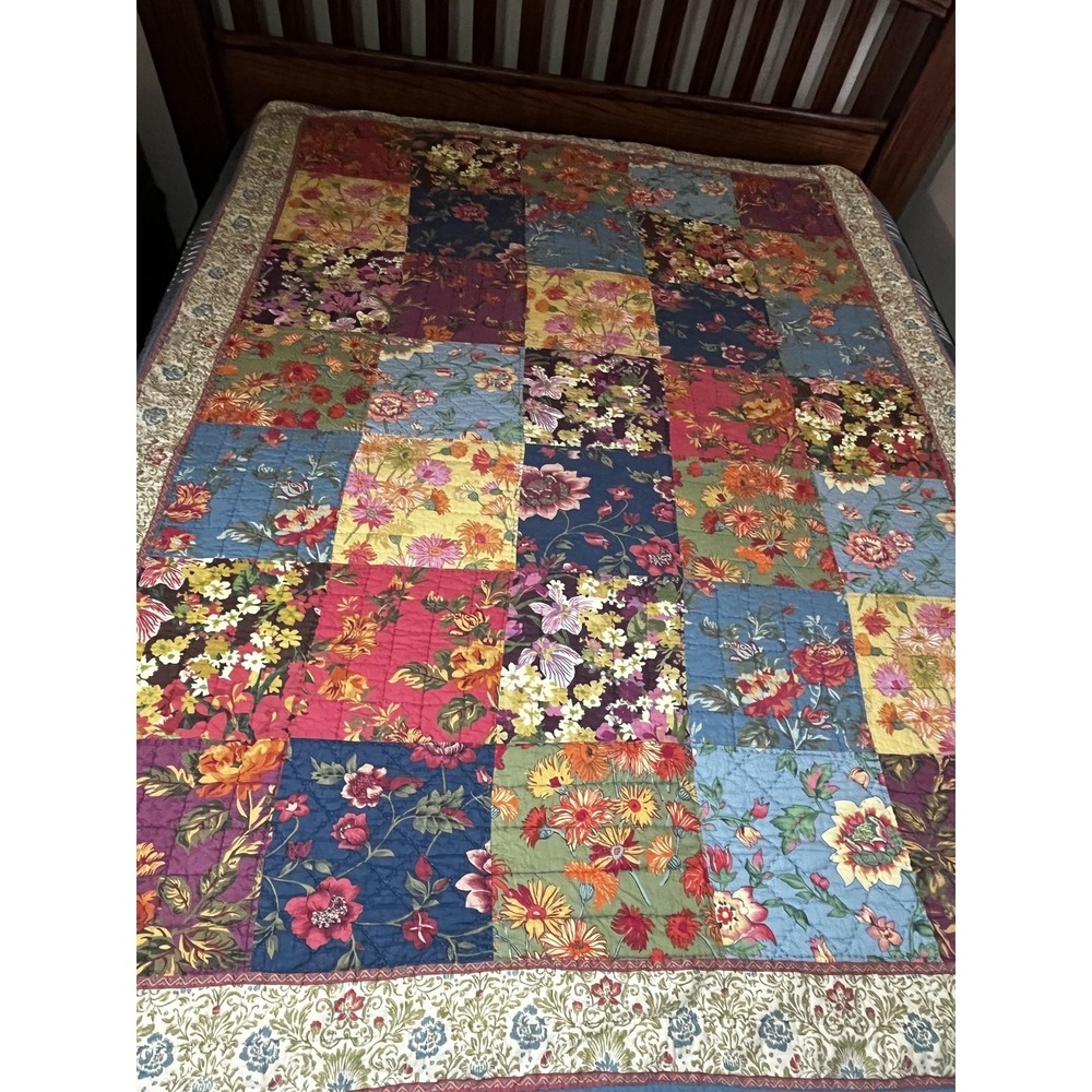 The Company Store Quilt Patchwork Floral Cottage 64x82 Multicolor Cotton Bedding